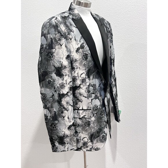 Paisley & Gray Blazer Men Size 42R Slim Fit Floral Shimmer Silver Preppy Elegant - Picture 9 of 15